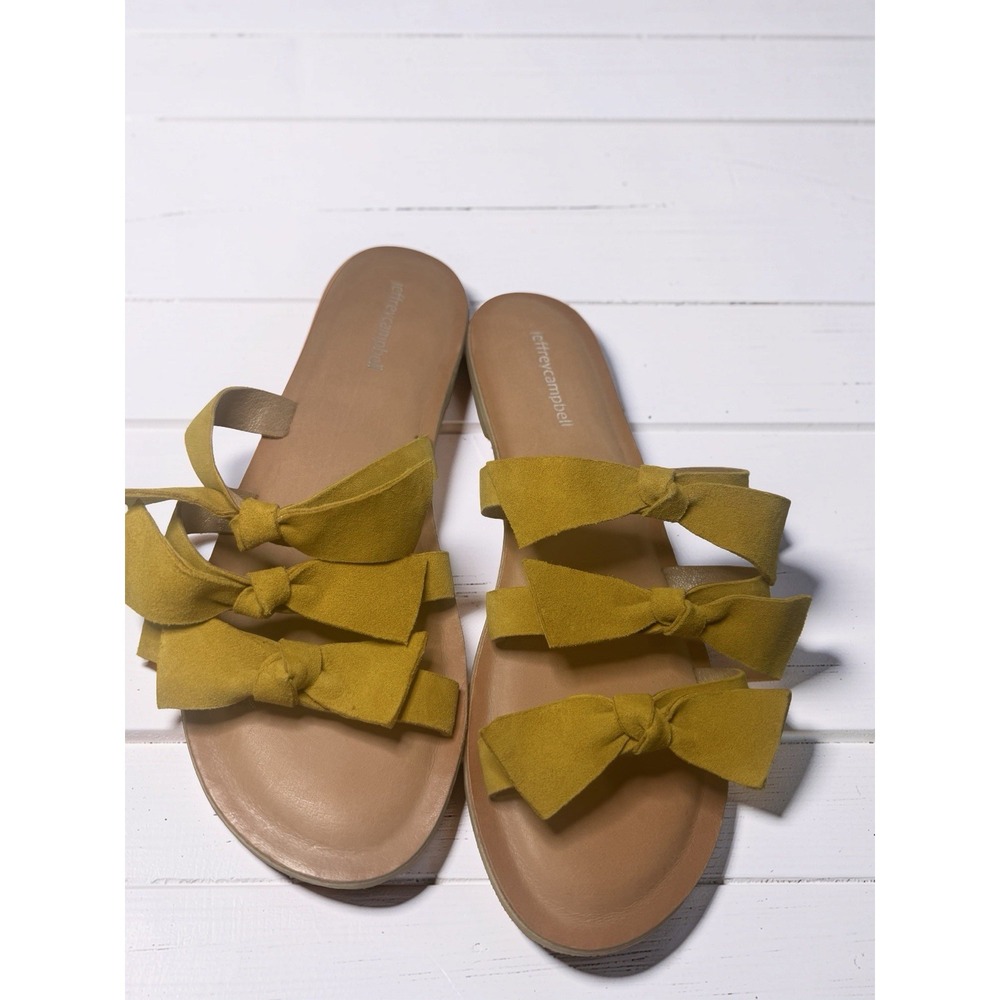 Jeffrey Campbell Women's Size 9 Zocalo Bow Slide Sandals Yellow Suede NEW